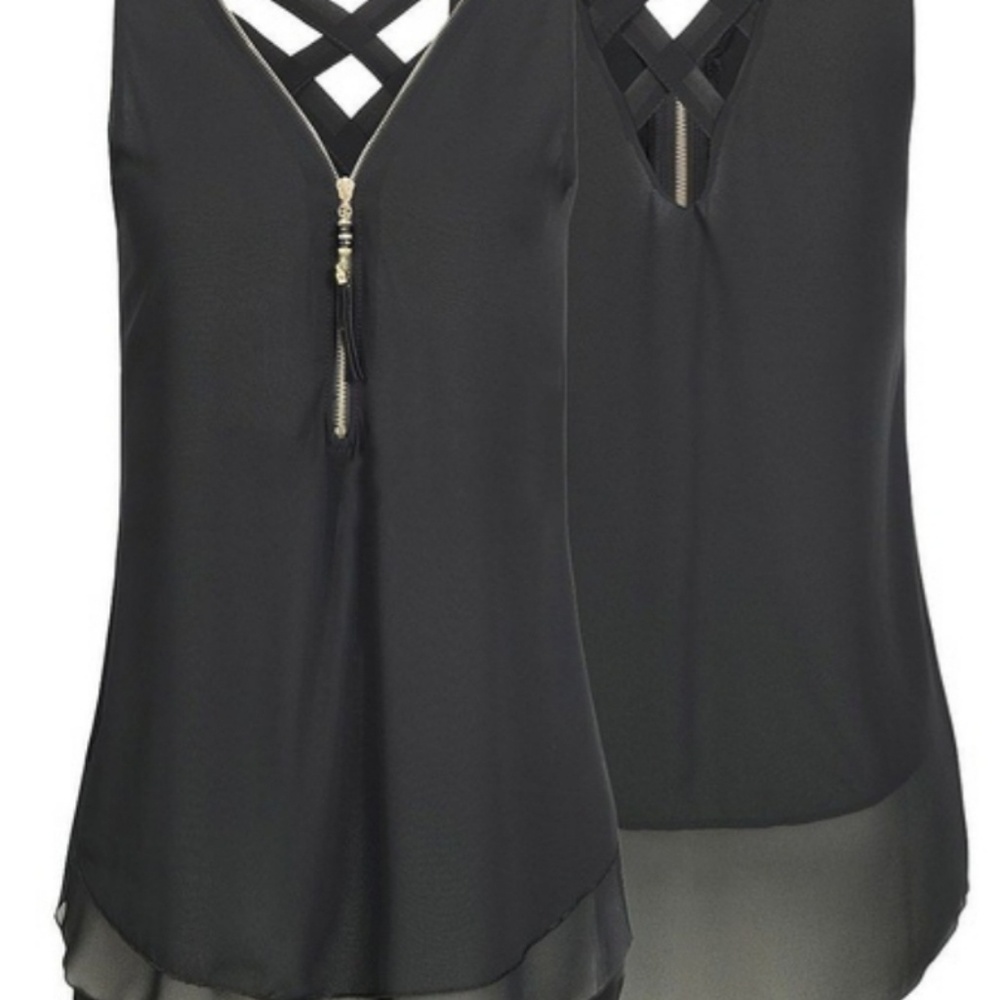 Black sleeveless blouse